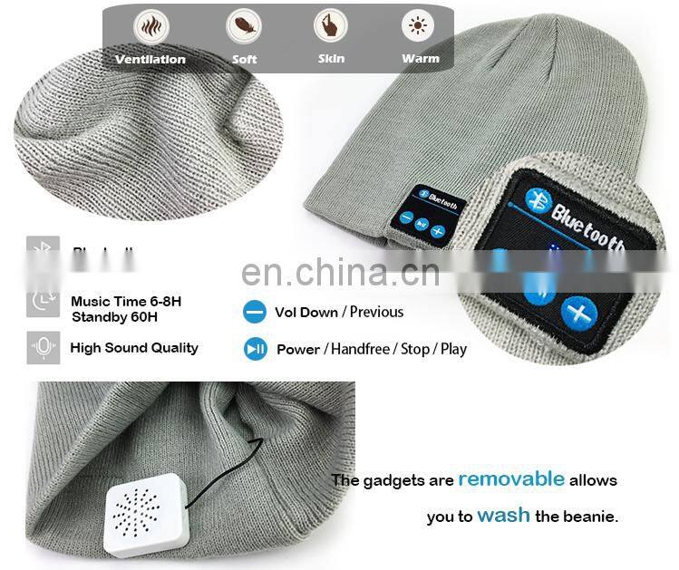 custom logo blue-tooth wool knitted beanie hat for men