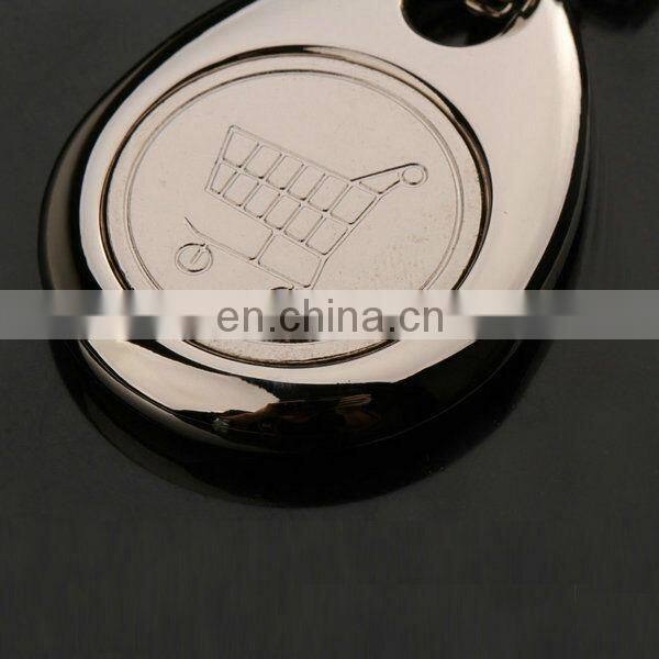 Custom Promotional Blank Shopping Cart Coin Keychain, Cutom Metal Trolley Coin Keyring