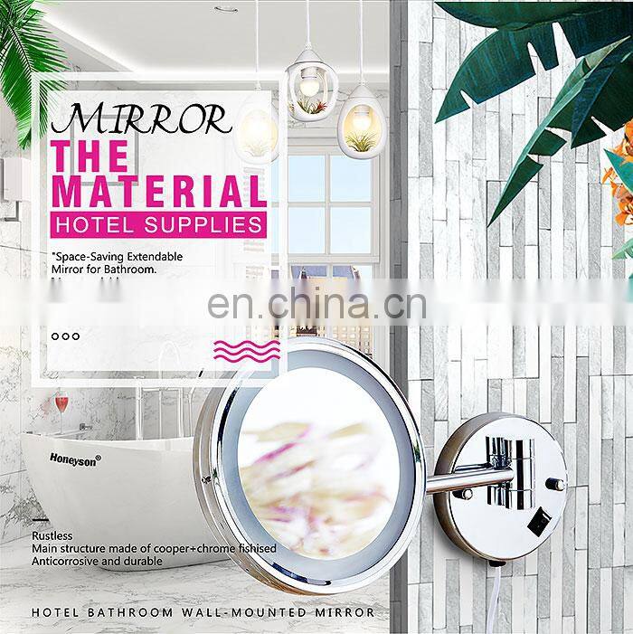 Single Arm Hotel Bath Room 3 Magnifying Mirror with Led Light