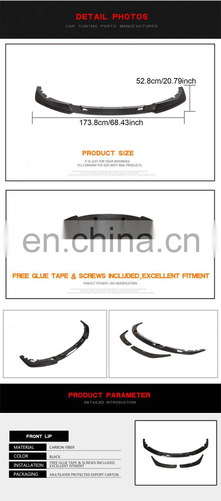 Dry Carbon Fiber G22 Front Splitter Lips for BMW G22 G23 G26 430i 440i M Sport 2020 2021