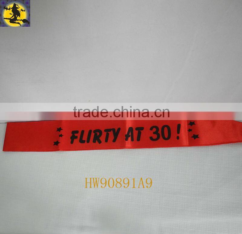 Flirty at 30 Hot Red Satin Sash for Birthday Party