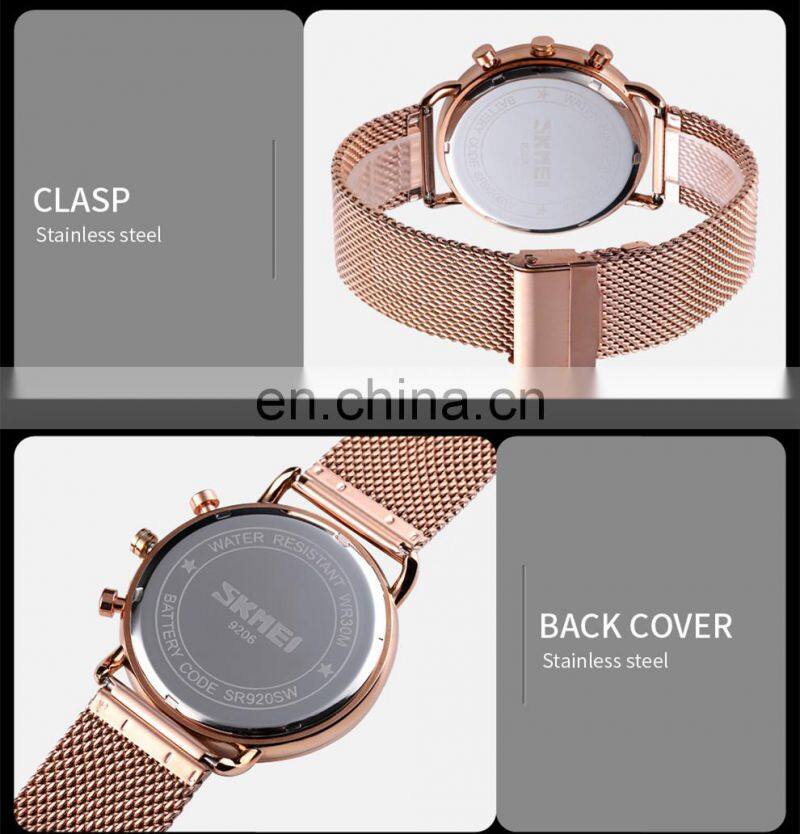 Skmei 9206 stainless steel watch jam tangan pria waterproof wristwatches men