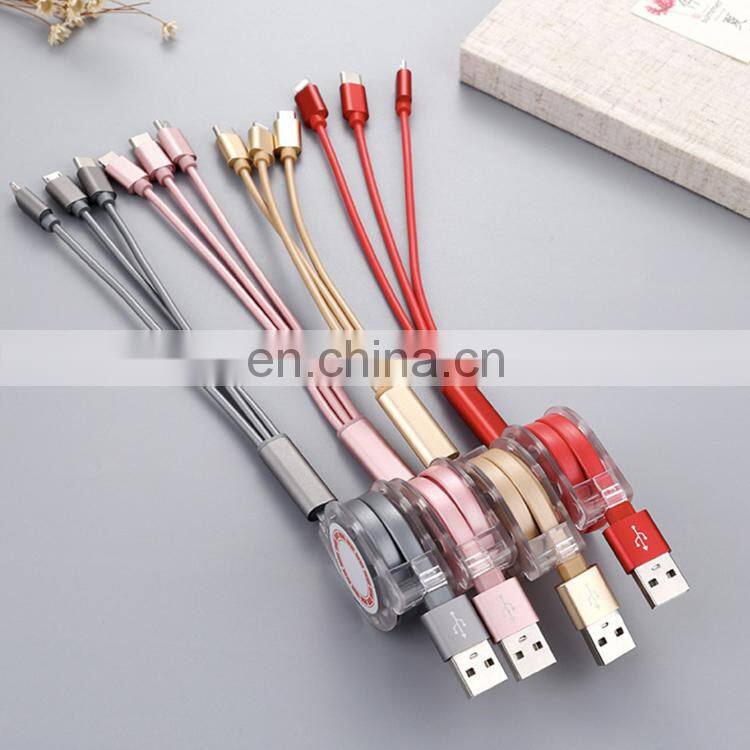 Retractable Keychain Multiple Charging 8pin Type C Micro Usb Cable