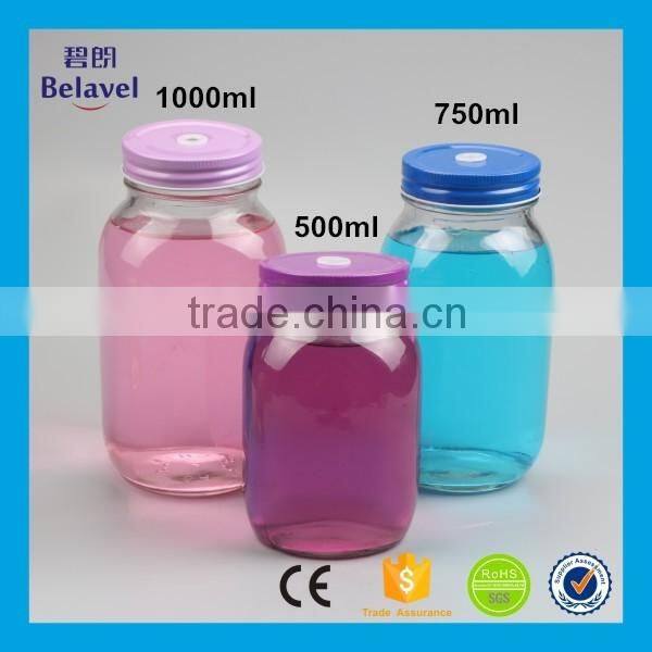 Food grade empty glass storage jar round clear glass honey jar