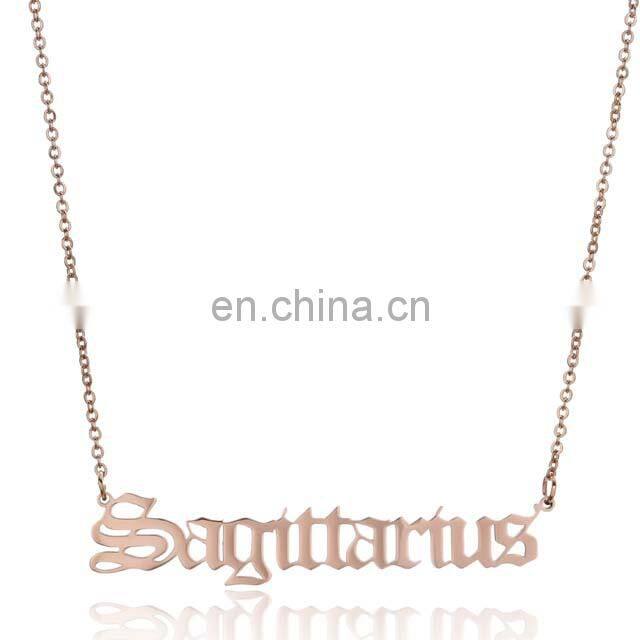 Rose Gold Plated Zodiac Sign Stainless Steel Necklace