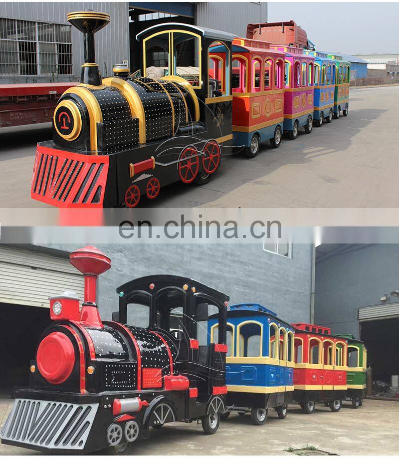 Amusement park rides trackless train set battery operated in mall