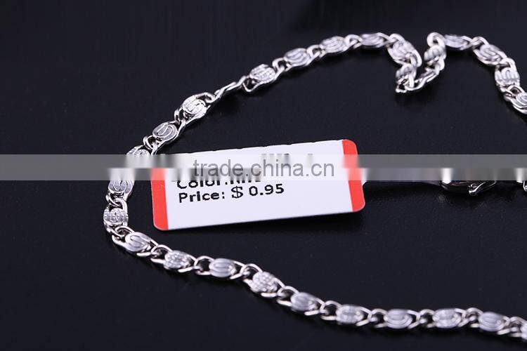yiwu wholesale fashion jewelry rhodium plated flat chain beautiful necklace