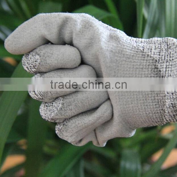 PU coated cut resistant work gloves with CE EN388 4543