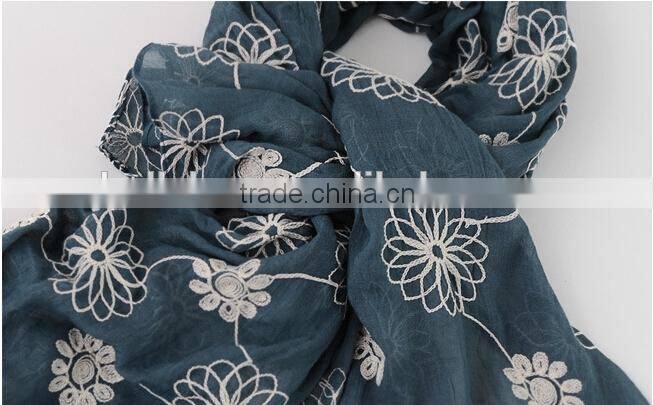 Wholesale Women Fashion Embroidery Spring Summer Cotton Scarves Shawls