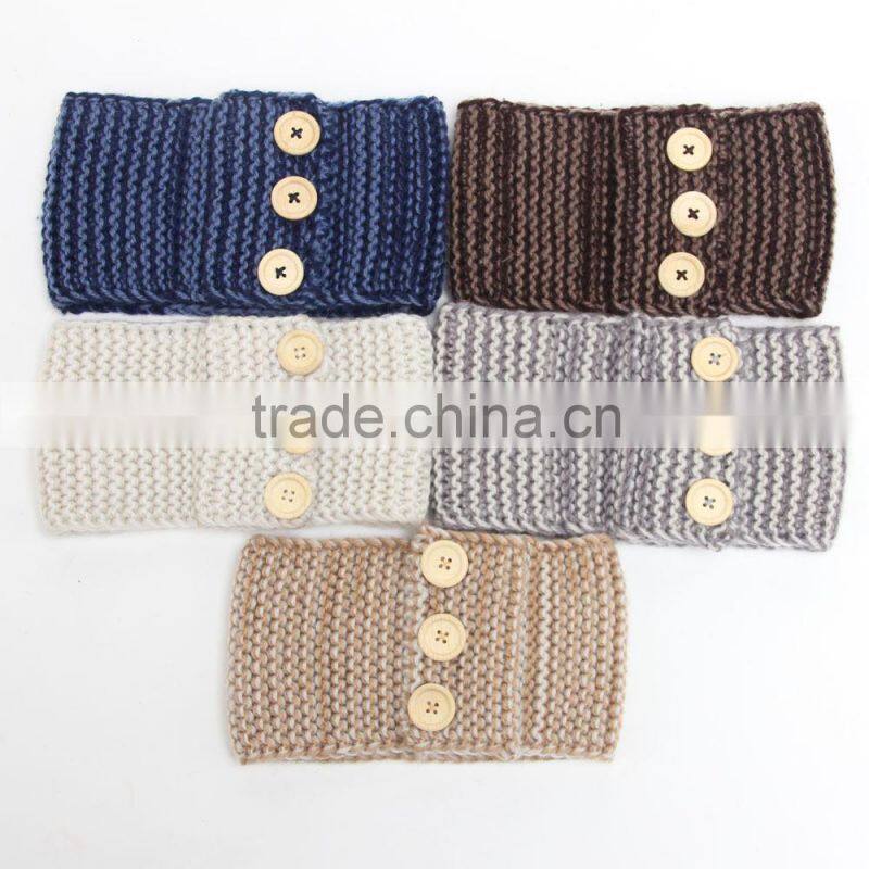 Wholesale Fashion Newest Crochet Patterns Girls Hair Accessories Button Knitted Headband
