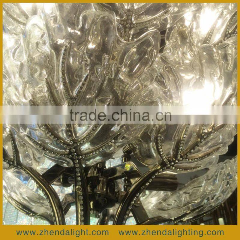 2016 Newest Decorative Art Hand Blown Glass LED Maple Leaf Chandelier Pendent Light