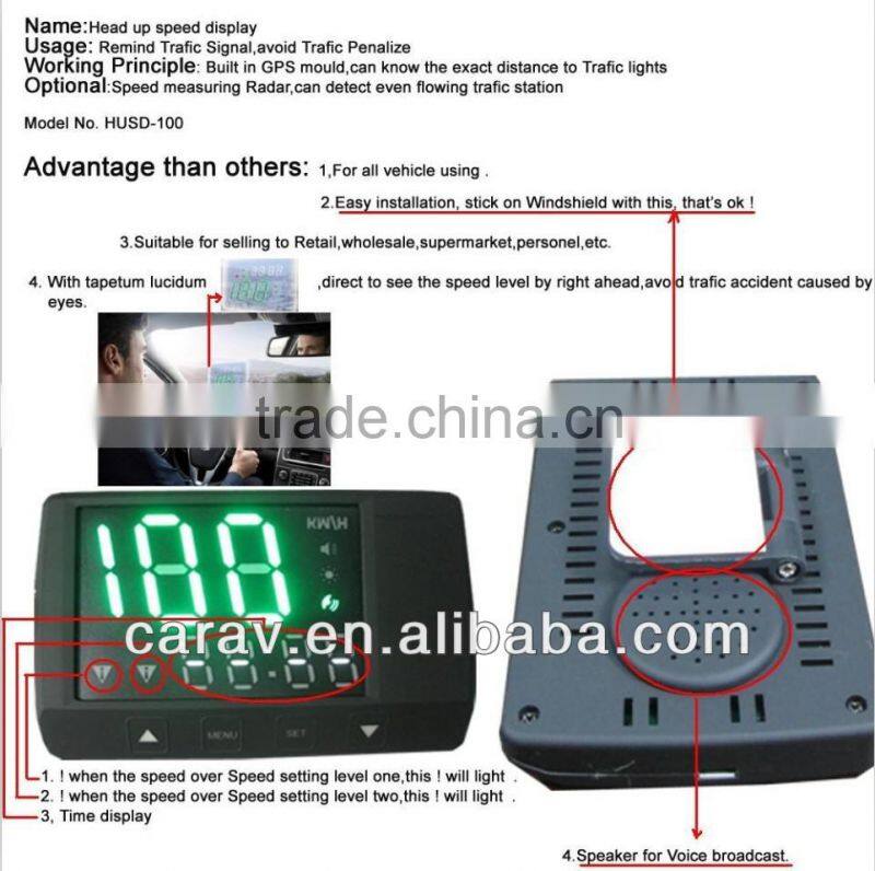 GPS system HUD 3.5'' for car head up display overspeed warning
