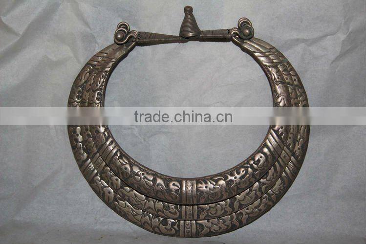 Chinese antique tibetan silver necklace