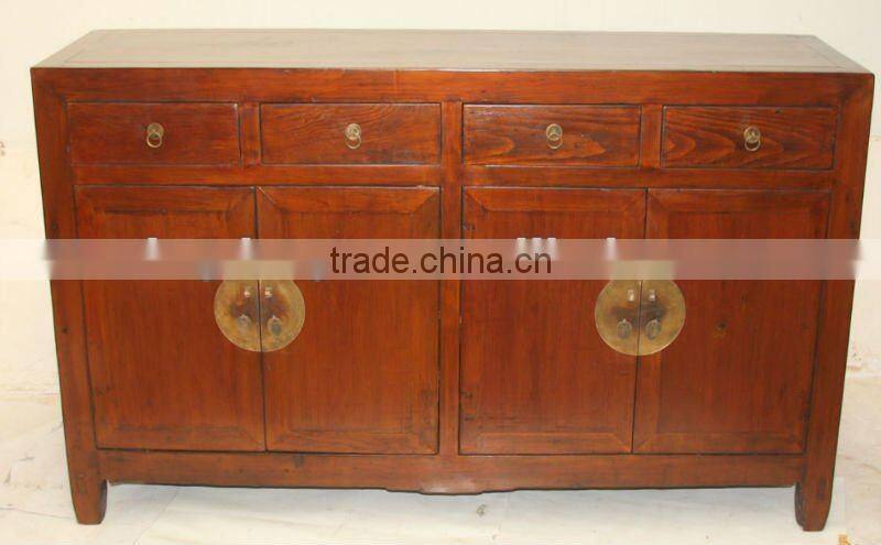 chinese antique furniture -- four drawer four door orange cabinet