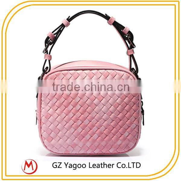 Wholesale Pink Leather Woven Teen Bags