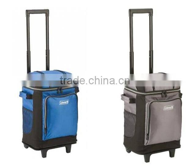 Stylish and good quality trolley cooler bag on wheels and cooler bag with wheels