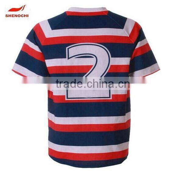 Customized sublimation printing durable rugby jersey with team logo rugby shirt custom sublimated blank rugby jersey made