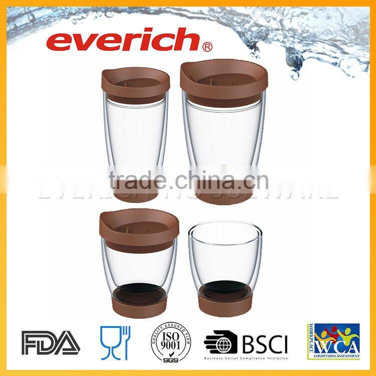 Promotional hot selling best custom cheap double wall glass cup