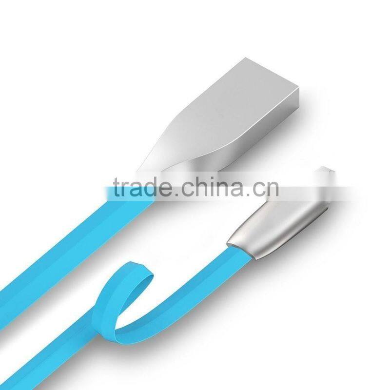 2016 TPE material and Zinc Alloy mobile phone usb charger cable for electronics device