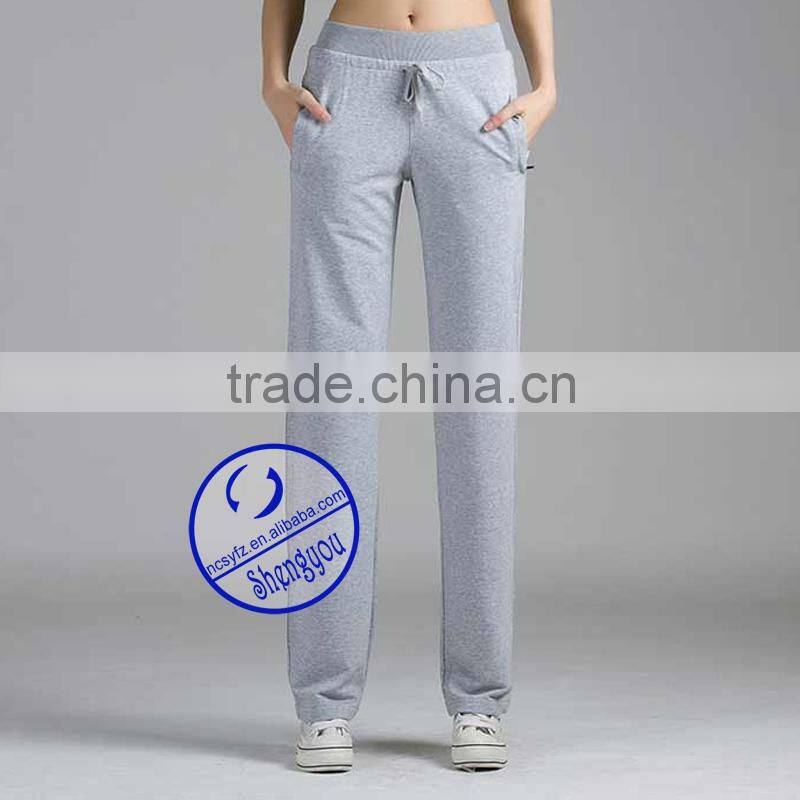 Wholesale custom 100% polyester blank women yoga sweat pants