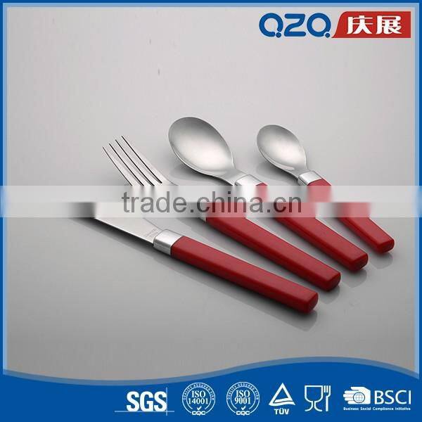 Thick materials plastic handle red stainless steel frozen cutlery sets