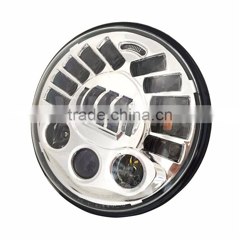 8790 7inch Led Headlight Chrome Black 12V Led Headlamp Hi/lo amber turning signal and white parking lights for Harley motorcycle