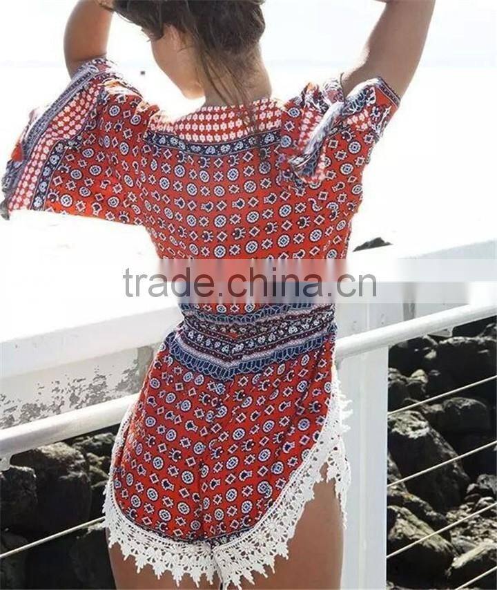 New Arrive Wholesale Customaize Free Size Sexy Lace Trim Beach Kaftan