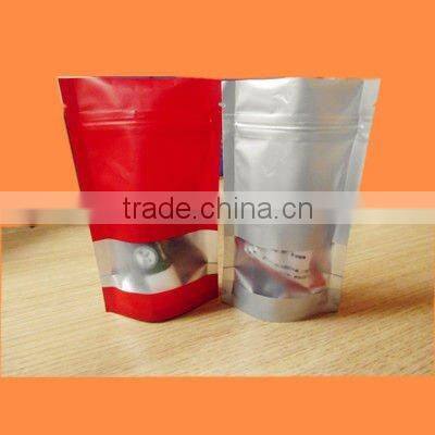 shiny aluminium foil zipper bag with see through window