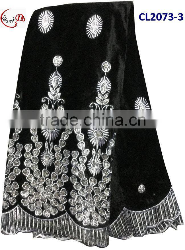 CL2073-1 New design high quality African big embroidered royal Velvet lace softly material for making dress
