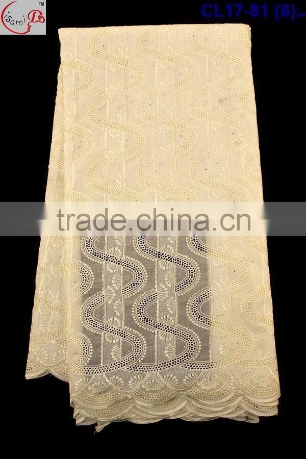 CL17-81 100% cotton guipure swiss voile lace fabric for women dress on sale on dinner party