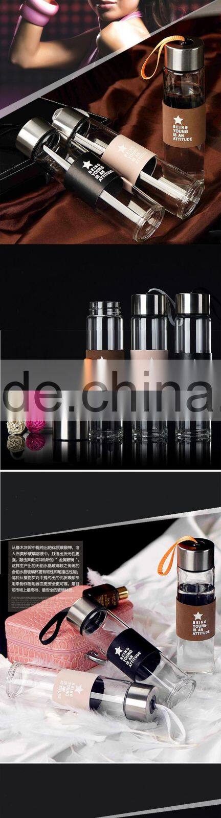 Beauchy 2016 400ml 450ml Tea Bottle clear glass drinking bottle, glass bottle for juice drinking