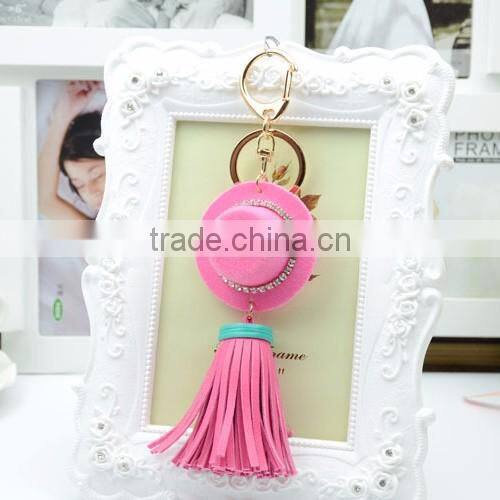 Wholesale Fashion Women Elegant PU Leather Keychain With Metal Pendant Keychain KC13132