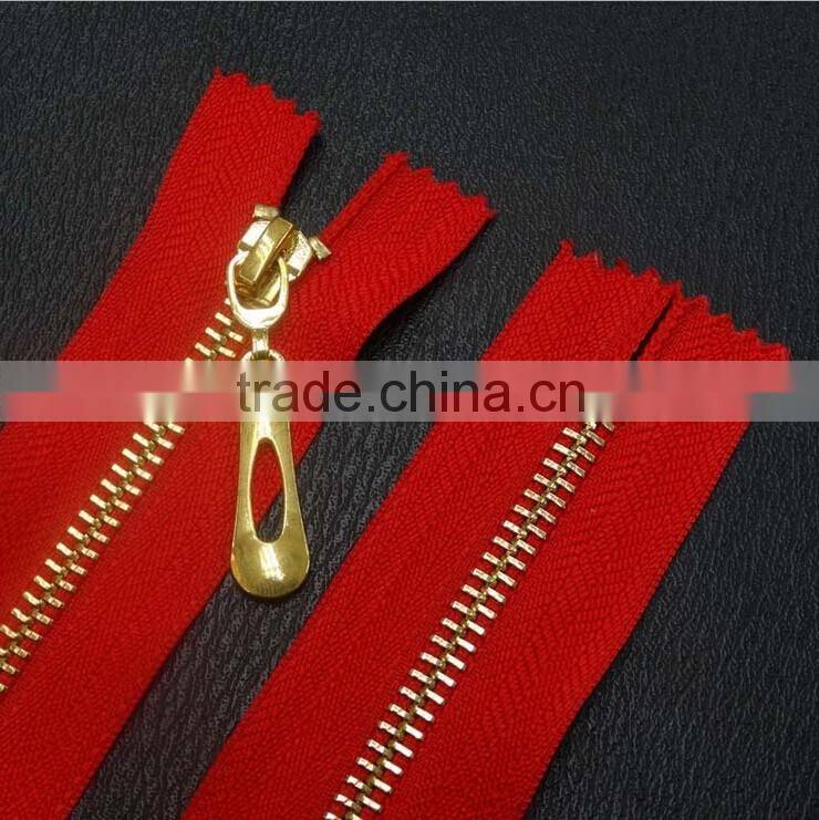 8#,3#,5# Close end metal auto lock zipper brass teeth zipper for clothing