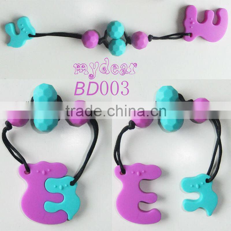 2015 new arrival jewelry silicone teething necklace wholesale beaded necklace