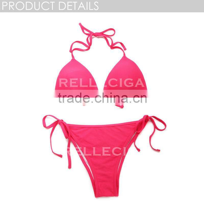 RELLECIGA 2016 Watermelon Red Push-up Triangle Top Swimwear with Adjustable Halter Strap & Brazilian Cut S