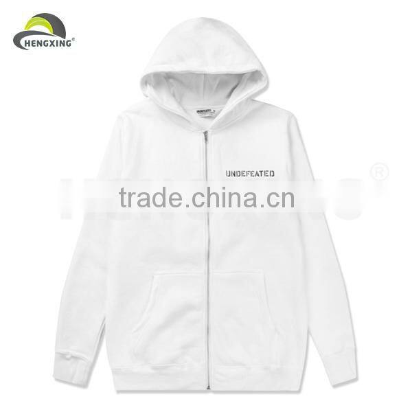 wholesale white print plain zipper-up hoodies