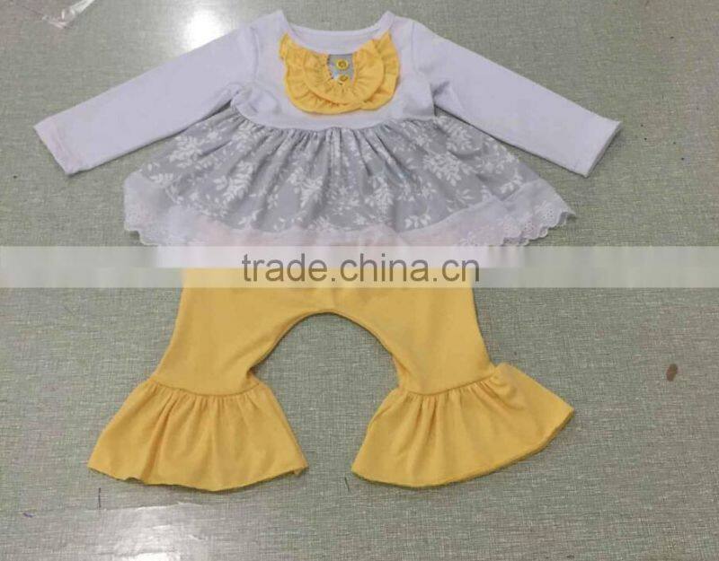 2015 new hot yiwu koya garment factory wholesale girls boutique fall children outfits adorable mustard pie remake girls outfit