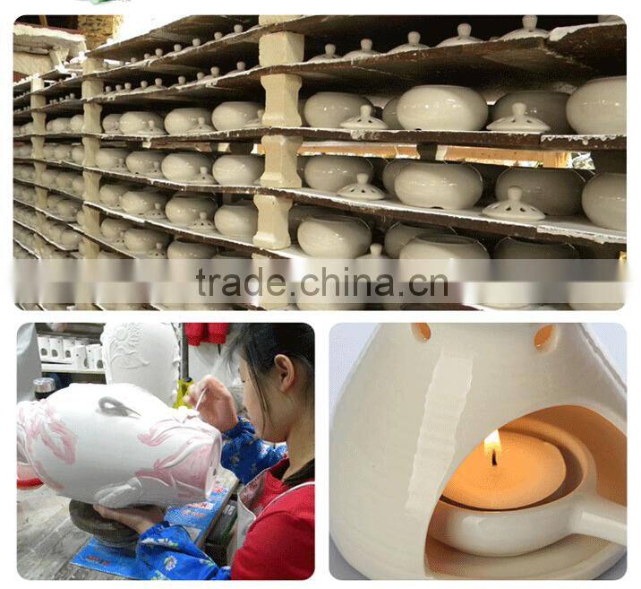 Unique shape ceramic aroma burner with bright color glaze