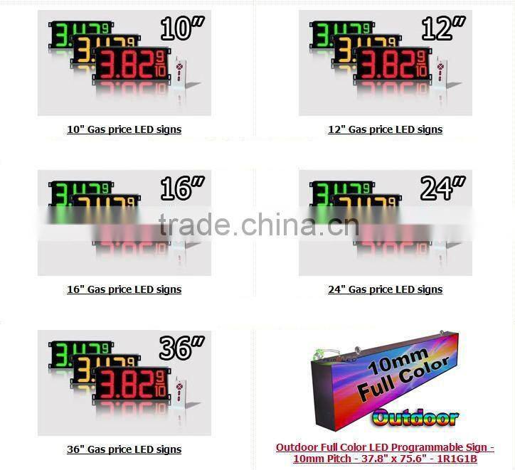 10 inches led gas price display/led gas station sign/led fuel price sign/led gas price billboard