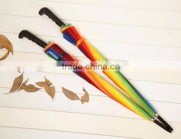 New fashion 16k rainbow high uality long handle straight umbrella