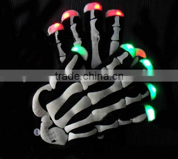 2016 Led Light Up Skull Glove/Handmade Led Finger Glove,led glove light
