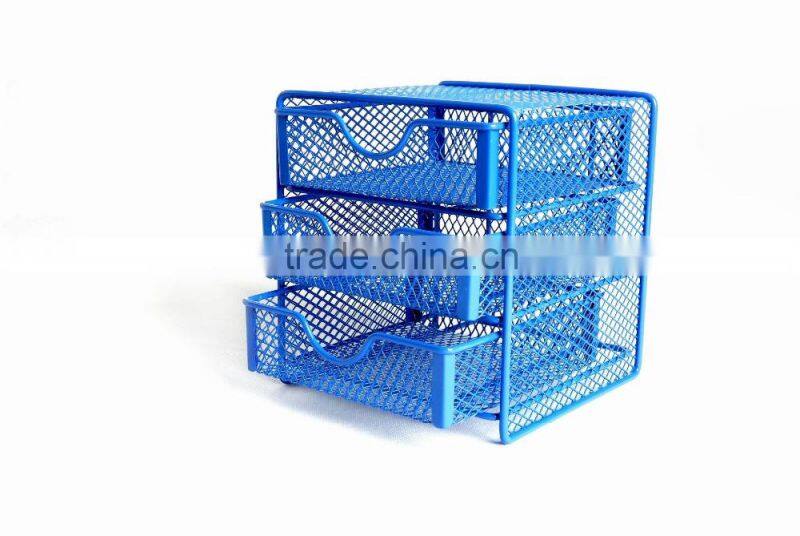metal big mesh hole small desktop school 3tier drawer