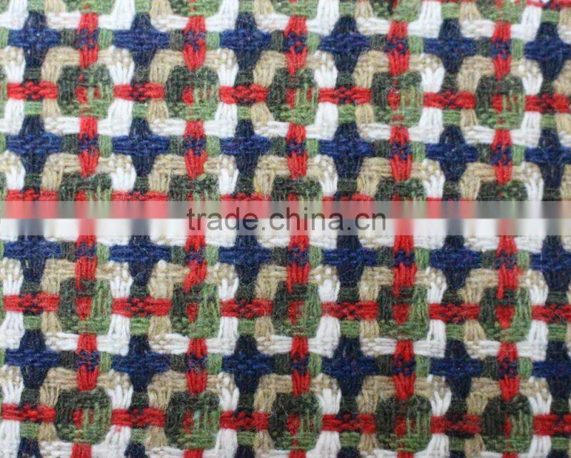 Fall winter yarn dyed knit plaid blend acryilic polyester wool fabric wholesale