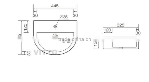 european style small wall hung basin