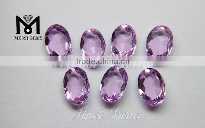 Messigems Good Quality Oval 13.5x9.5 Checkerboard Purple Decorative Glass Stone