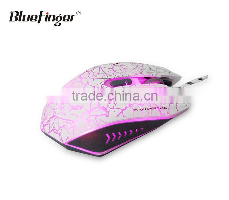 Factory price USB wired 2000DPI adjustable pink purple bule 7Key LED Backlit optical gaming mouse