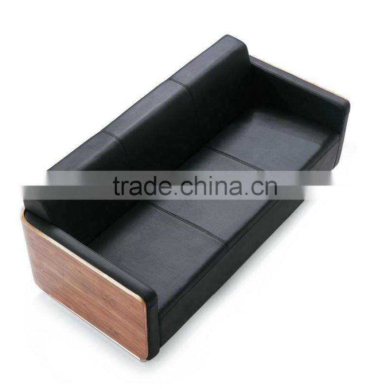 2016 hot sale popular black artistic leather sectional 1+1+3 sofa set with stainless steel base