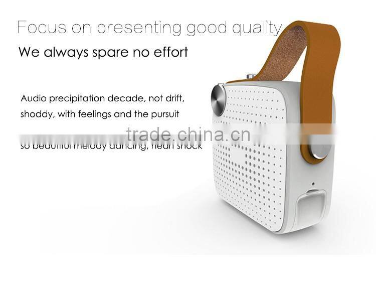 2016 Hot selling Bluetooth powered speaker HD stereo sound with leather handle
