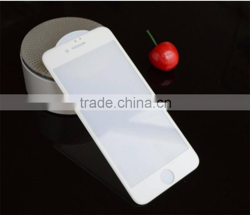 3D full cover silk print white tempered glass screen protector for iPhone 7