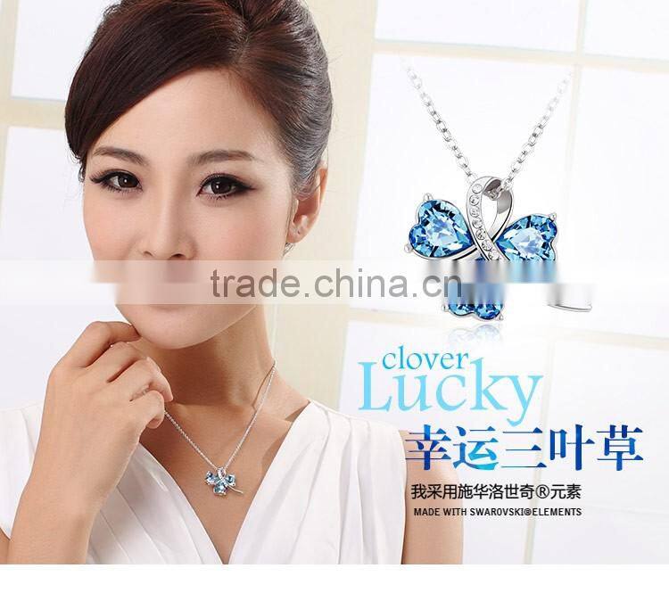 OUXI 2016 high quality korean design butterfly charm AAA zircon jewelry necklace set 10609